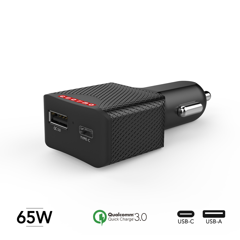 USB C Power Delivery 60W Output Car Charger For Laptops Black