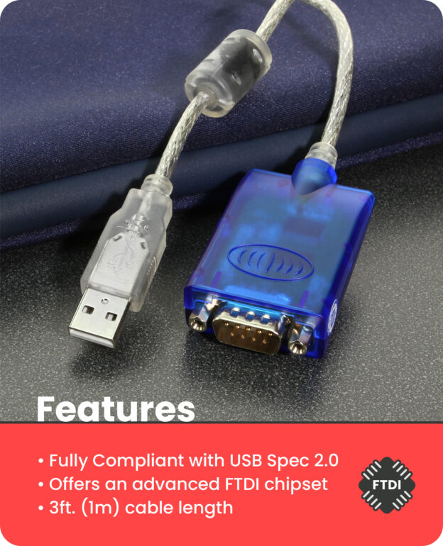 PRO Single Port USB to Serial Adapter with Activity LED 3ft. - Image 5