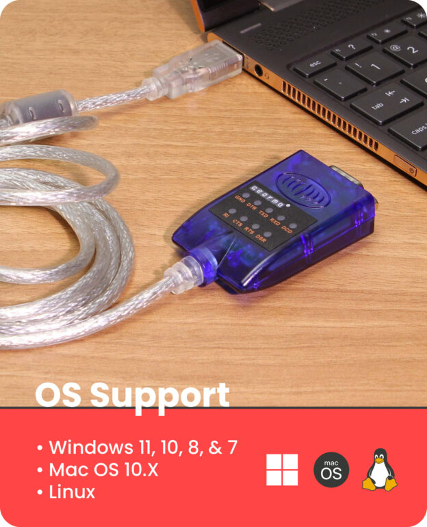 5ft. USB 2.0 RS-232 Serial Adapter with LED Indicators - Image 3
