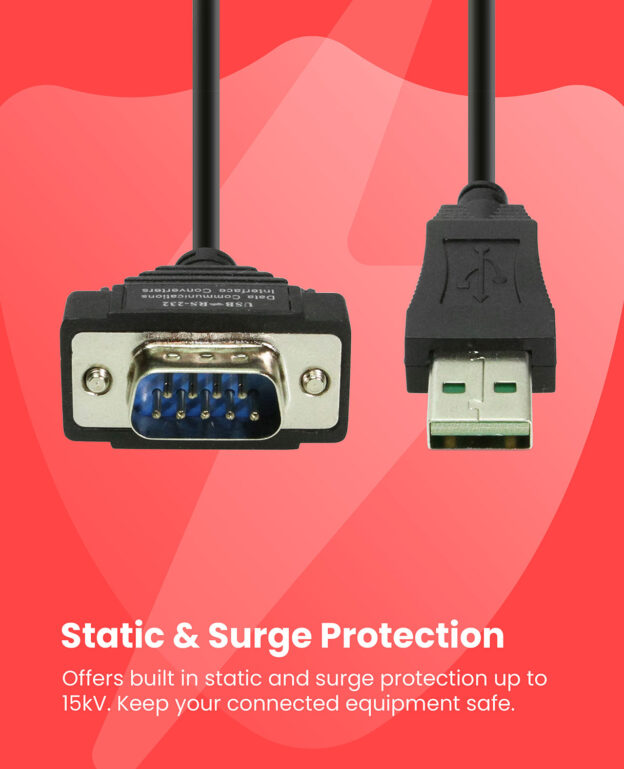USB to RS-232 Serial Adapter DB9 - 8 Inch Short Cable - Image 4