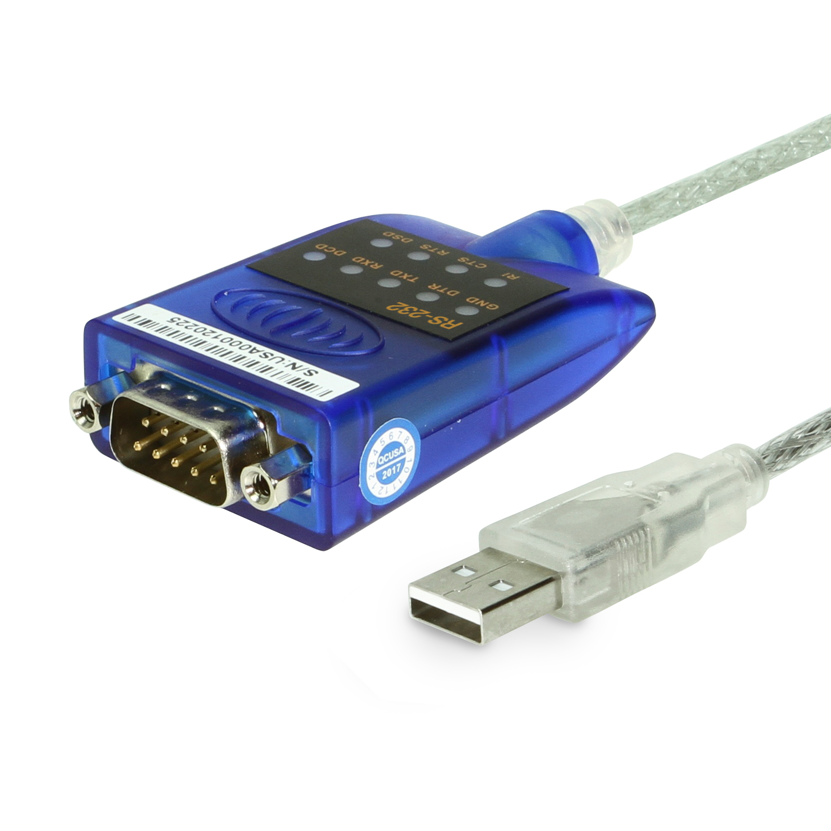 USB 2.0 RS-232 Adapter with LED Indicators