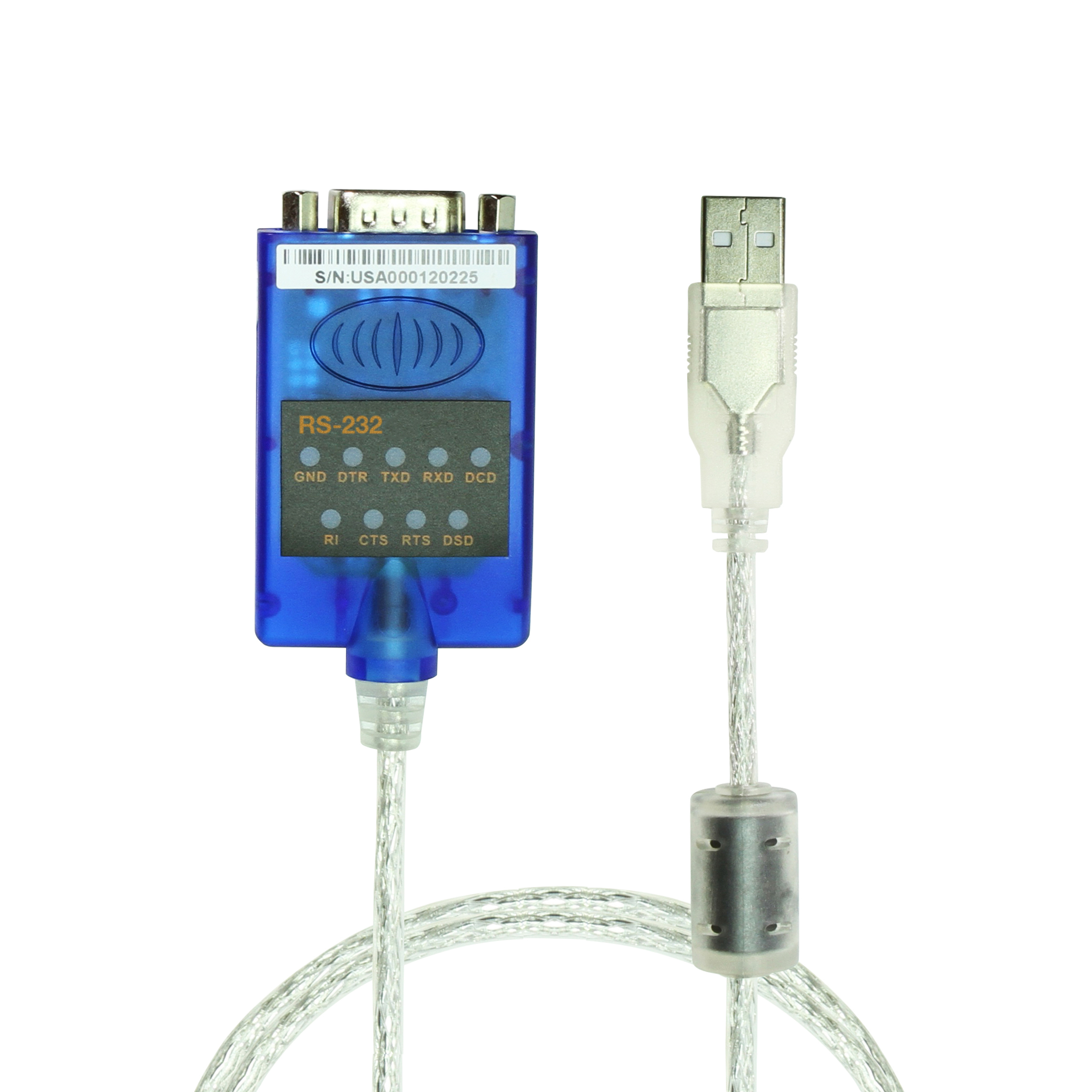 Mini USB 2.0 to RS-232 DB-9 Serial Adapter w/ 15kV ESD Protection & 3ft.