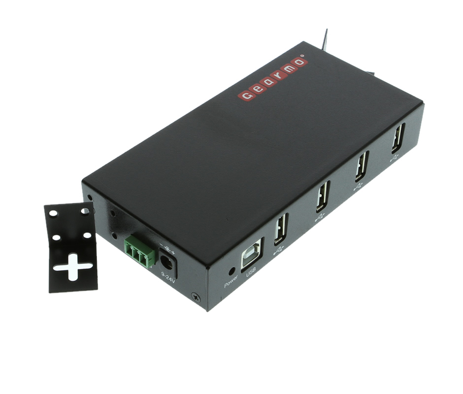 4 Port Rugged USB 2.0 Metal DIN Rail Mount Hub
