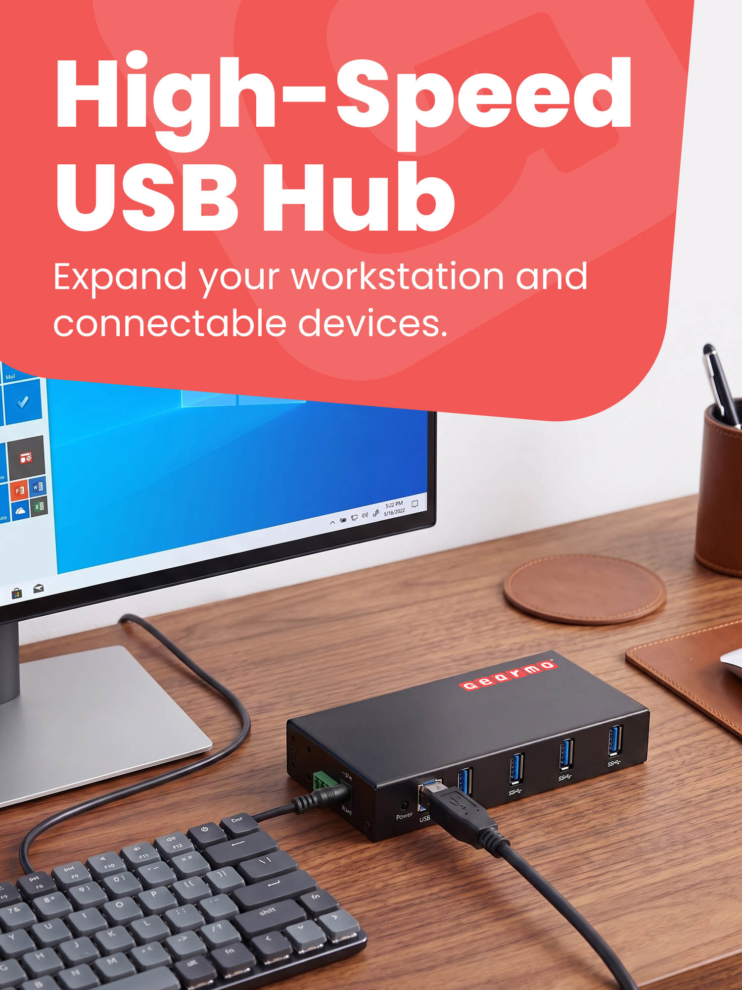 4-Port USB 3.0 Rugged Industrial Din Rail Mount Hub - Image 2