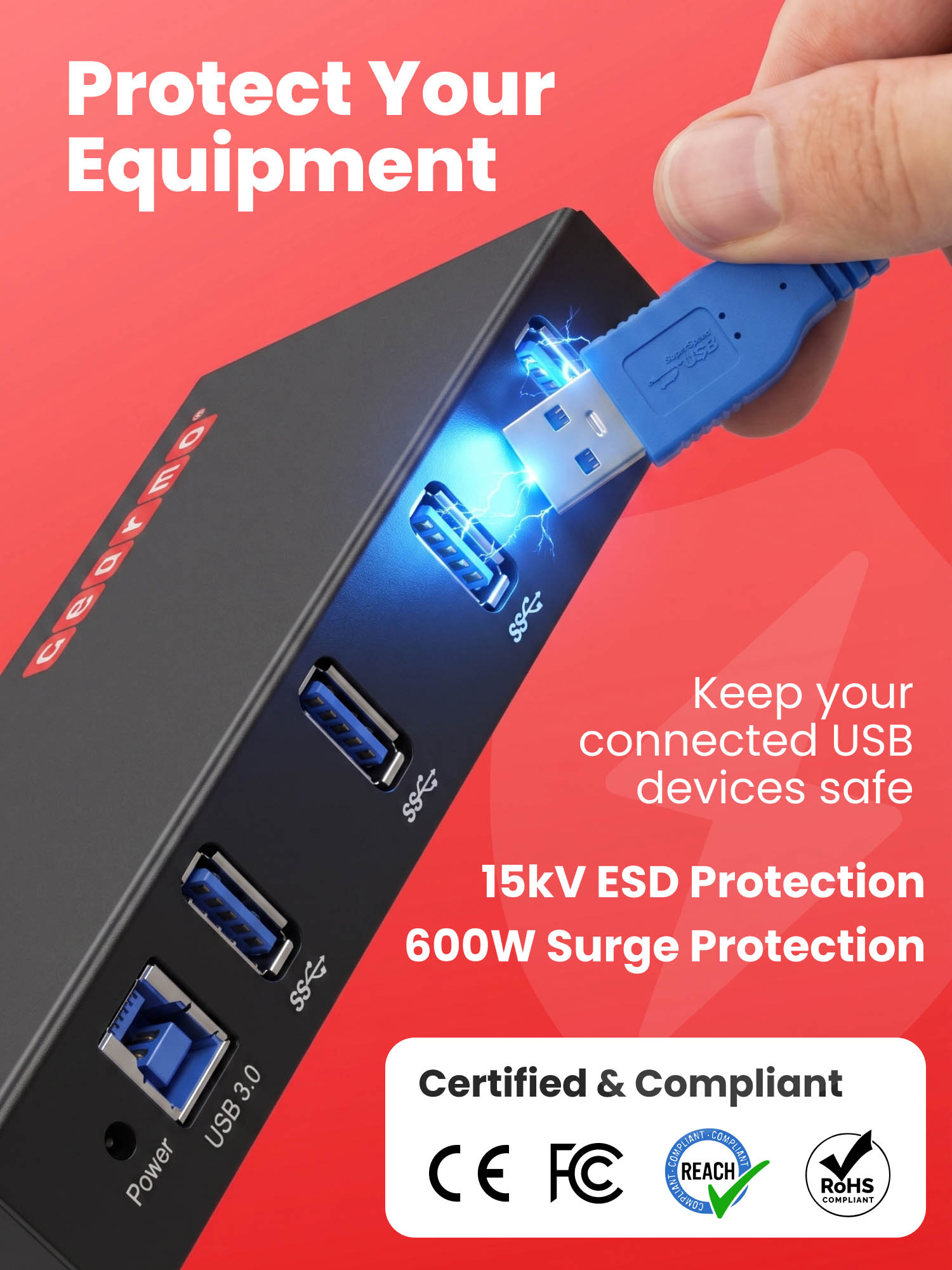 4-Port USB 3.0 Rugged Industrial Din Rail Mount Hub - Image 7