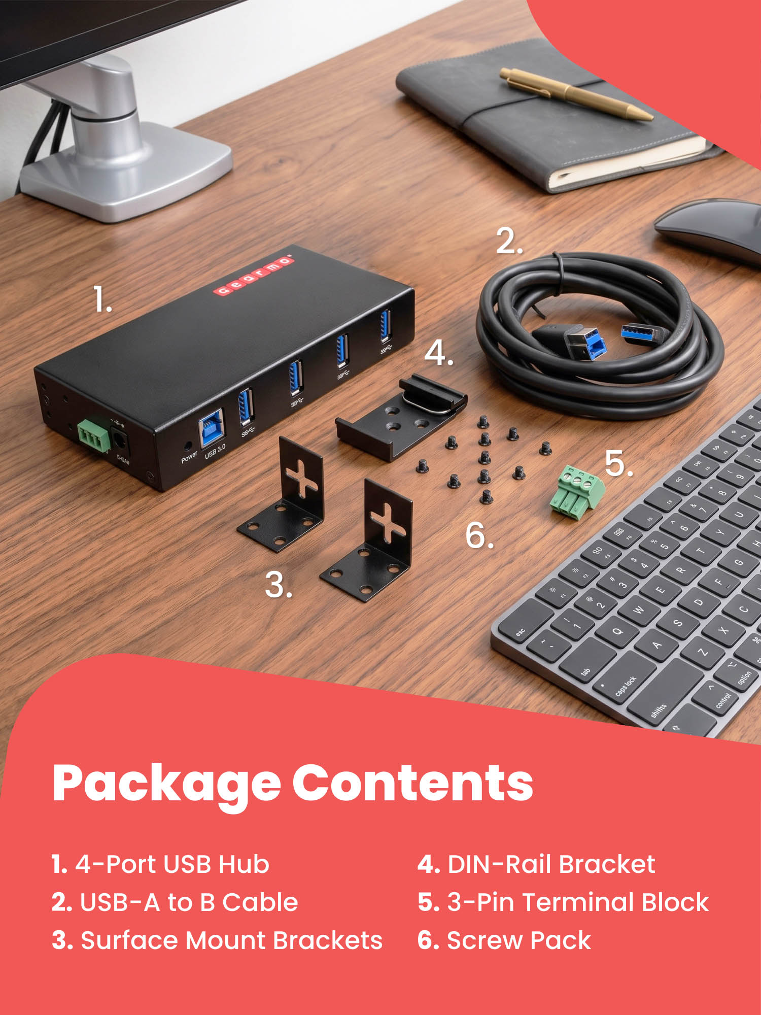 4-Port USB 3.0 Rugged Industrial Din Rail Mount Hub - Image 8