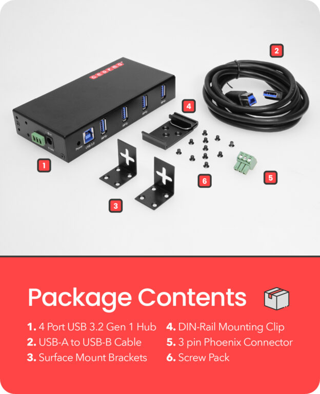 4-Port USB 3.0 Rugged Industrial Din Rail Mount Hub - Image 5