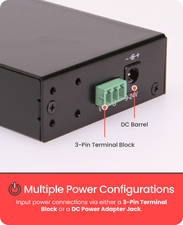 USB 3.0 7 Port Din Rail Mountable Hub Metal Chassis Power Adapter - Image 2