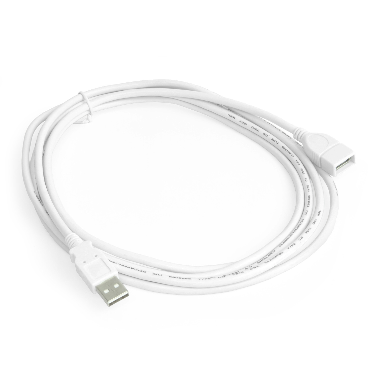USB 2.0 Extension Cable White 6ft A-Male to A-Female - Image 3