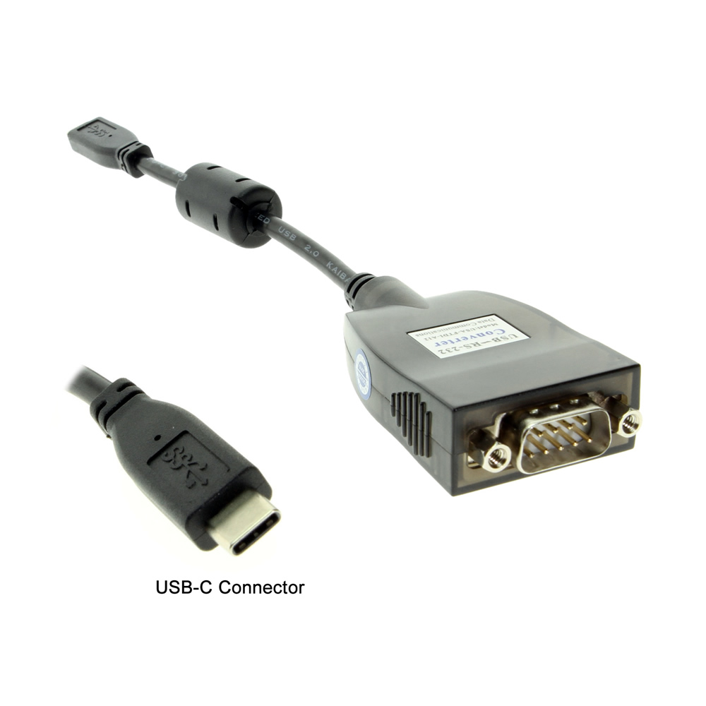 USB C to RS232 Serial 12 Inch Adapter with FTDI Chip and LED