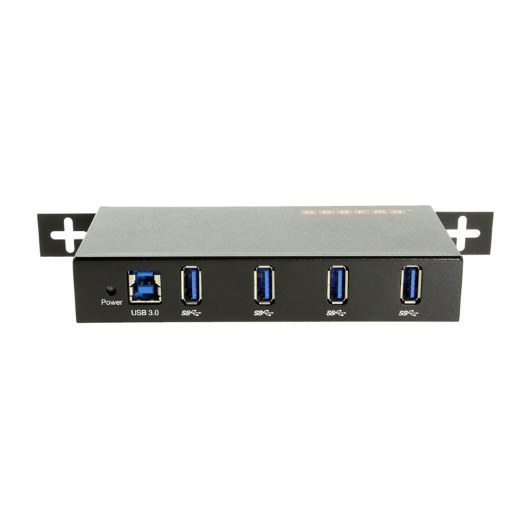 USB 3.0 4 Port Rugged Industrial Din Rail Mount Hub w/Power Adapter