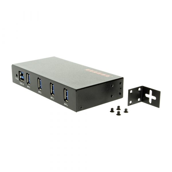 USB 3.0 4 Port Rugged Industrial Din Rail Mount Hub w/Power Adapter