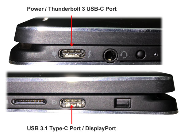 USB-C ports on the Dell XPS 13 Convertible