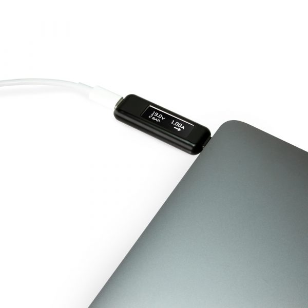 USB-C Power Delivery Meter Connected to Laptop