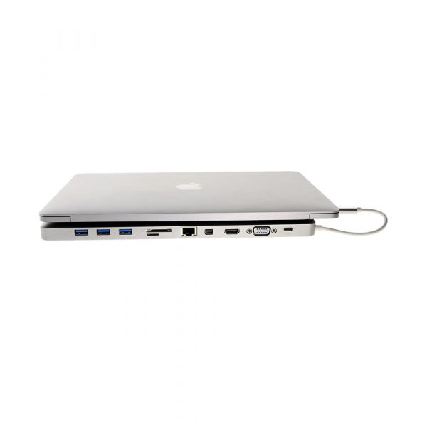 Apple laptop with USB C docking station