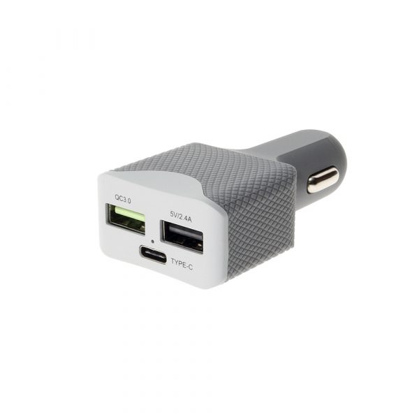 Usb Car Charger 45w With Dual Usb A And Single Usb C Gray