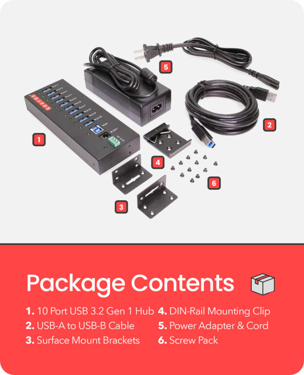 USB 3.2 Gen 1 10 Port Industrial Metal Hub w/15KV ESD Protection - Image 5
