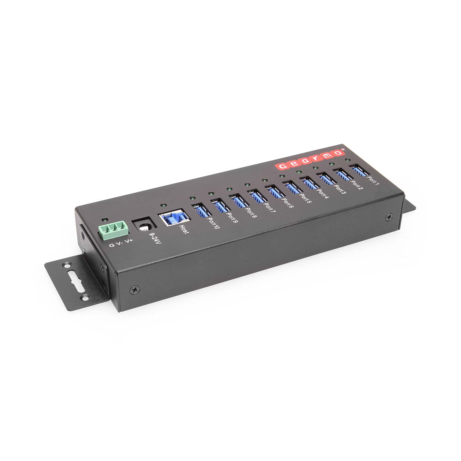 USB 3.2 Gen 1 10 Port Industrial Metal Hub w/15KV ESD Protection