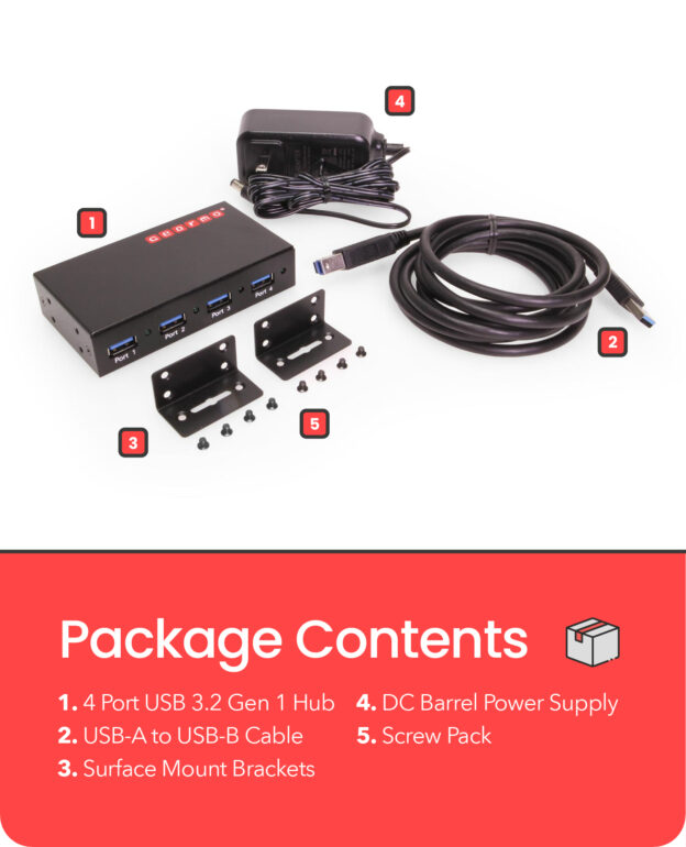 USB 3.0 4 Port Metal Hub w/15KV ESD Protection & Mounting Brackets - Image 5