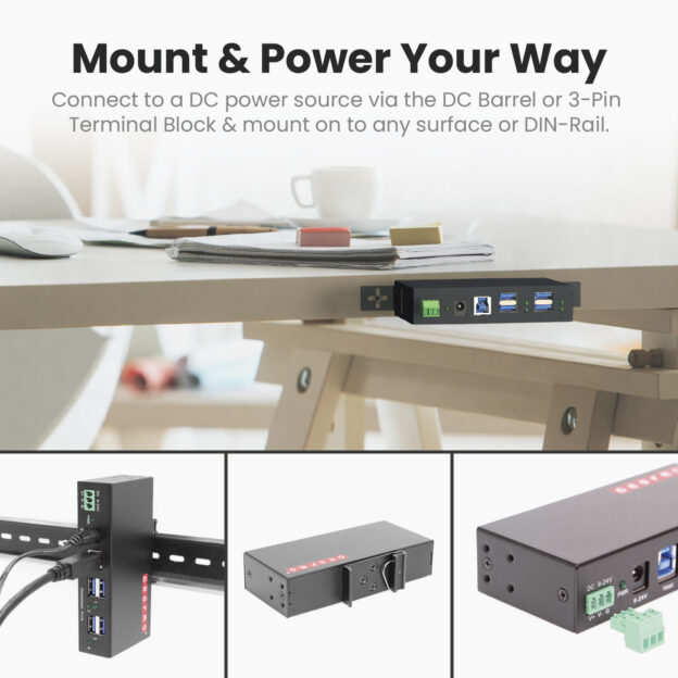 4-Port USB 3.2 Gen 1 Industrial Metal Hub w/15KV ESD Protection - Image 6