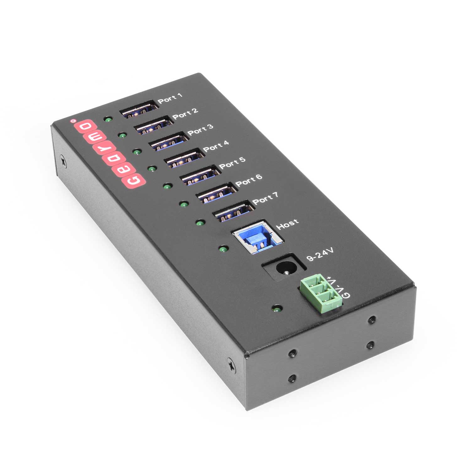 7-Port USB 3.2 Gen 2 2 Type-C 5 Type-A Industrial Surface & DIN-Rail Mount  Hub w/ ESD Surge Protection