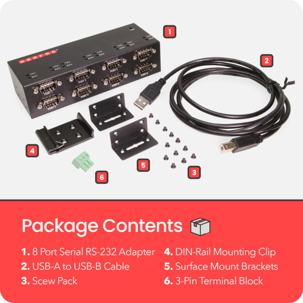 Gearmo USB 8 Port Serial RS232 featuring FTDI Chipset with LED Indicators - Image 5
