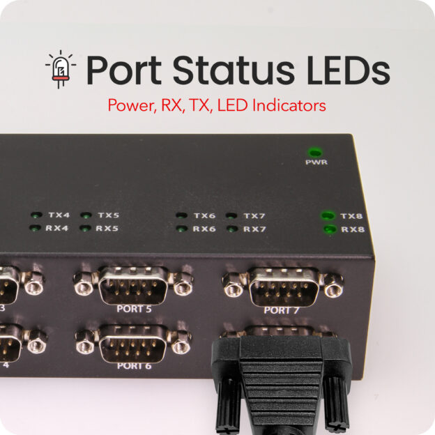 Gearmo USB 8 Port Serial RS232 featuring FTDI Chipset with LED Indicators - Image 2