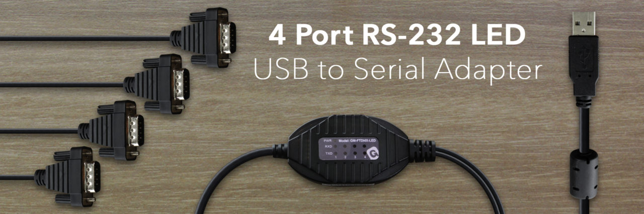 4 Port USB To Serial Adapter with RX/TX Indicators