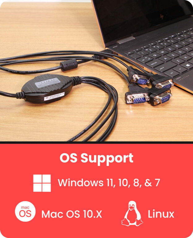 4 Port Professional RS-232 USB 2.0 to Serial Adapter w/Nuts - Image 4