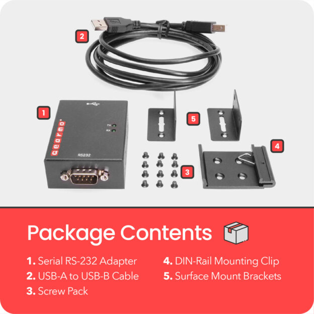 1 Port USB to Serial RS-232 Hub w/ FTDI Chipset & LED Indicators - Rugged Metal Housing Ideal for Mounting - Image 4