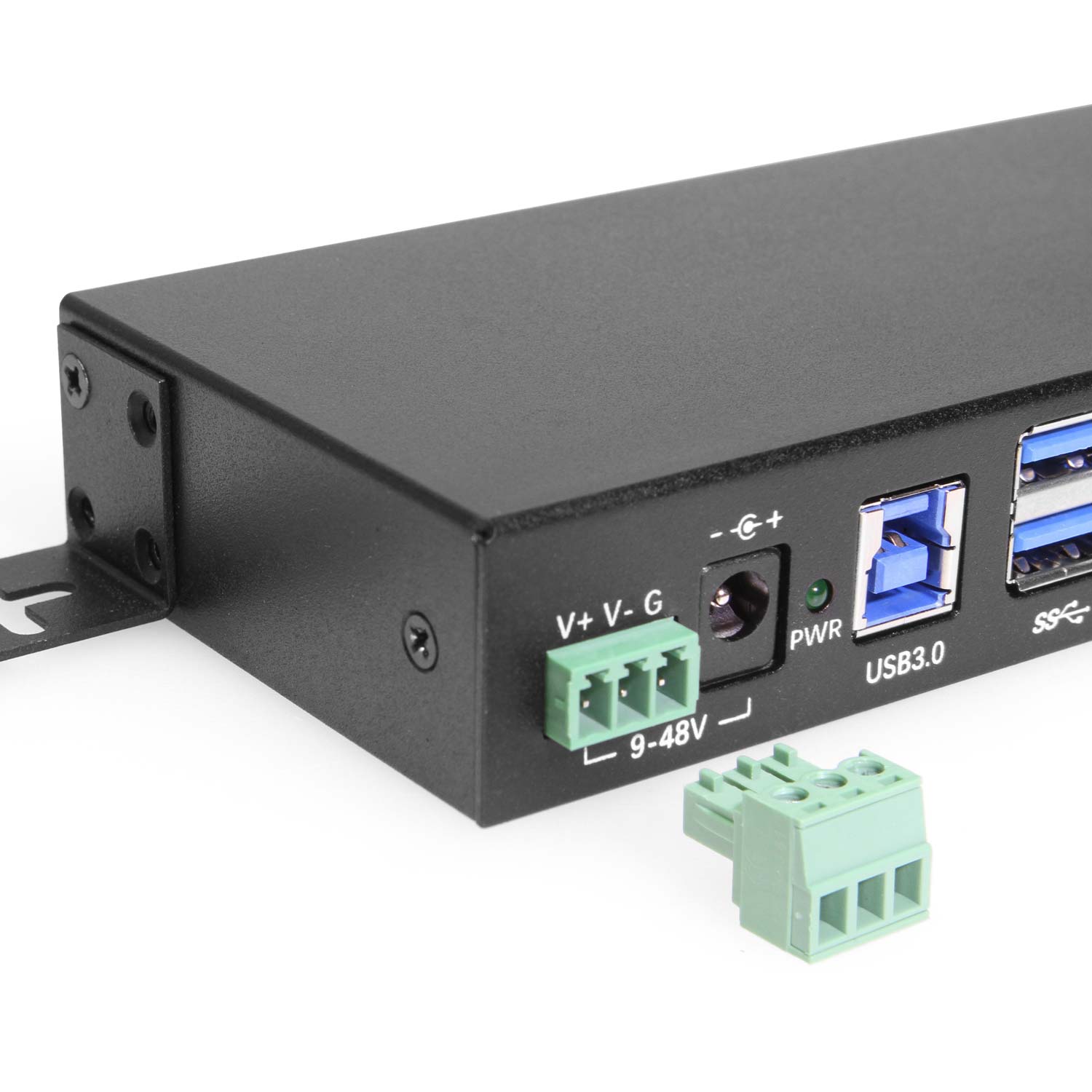 7-Port USB 3.2 Gen 2 2 Type-C 5 Type-A Industrial Surface & DIN-Rail Mount  Hub w/ ESD Surge Protection