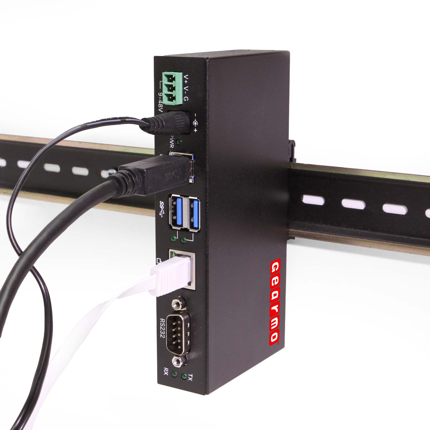 2-Port USB 3.2 Gen 1 Industrial Surface & DIN-Rail Mount Hub w/ Gigabit  Ethernet & DB9 Serial FTDI Chipset