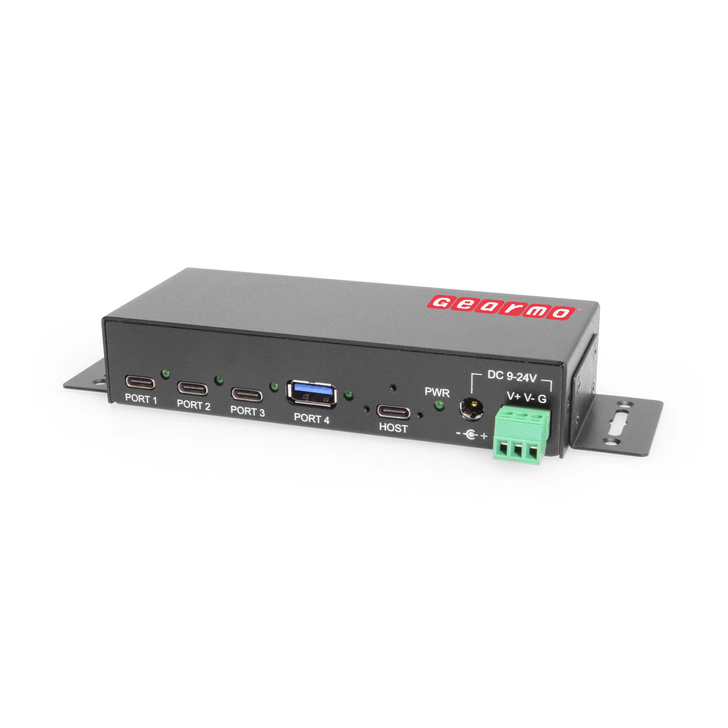 4-Port USB 3.2 Gen 2 3 Type-C 1 Type-A Industrial Surface & DIN-Rail Mount  Hub w/ ESD Surge Protection