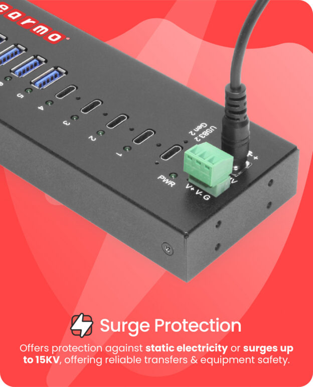 10-Port USB 3.2 Gen 2 Hub - 6 Type-A Ports 4 Type-C Ports w/ Power Supply & ESD Protection - Image 2