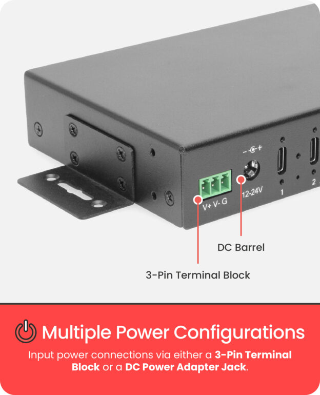 16-Port USB 3.2 Gen 2 Type-C Industrial Rack Mount Compatible Hub w/ ESD Surge Protection - Image 3