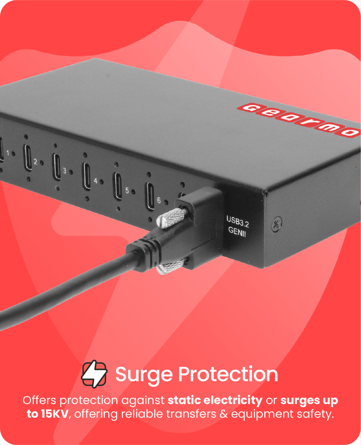 7-Port USB 3.2 Gen 2 Type-C Industrial Surface & DIN-Rail Mount Hub w/ ESD Surge Protection - Image 5