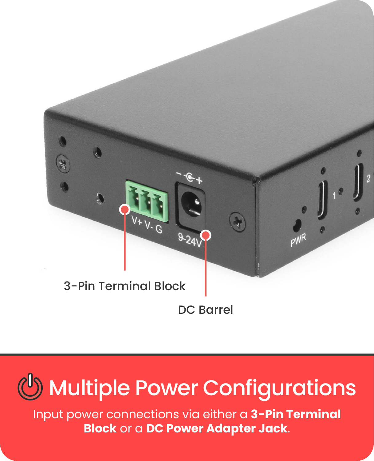 7-Port USB 3.2 Gen 2 Type-C Industrial Surface & DIN-Rail Mount Hub w/ ESD Surge Protection - Image 4