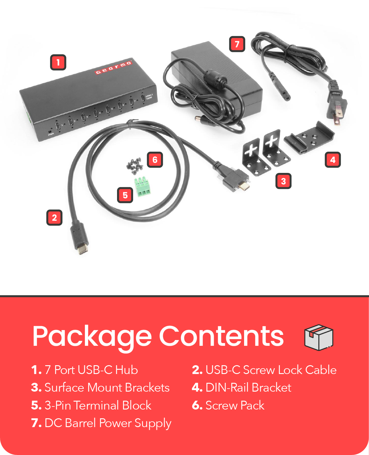 7-Port USB 3.2 Gen 2 Type-C Industrial Surface & DIN-Rail Mount Hub w/ ESD Surge Protection - Image 6