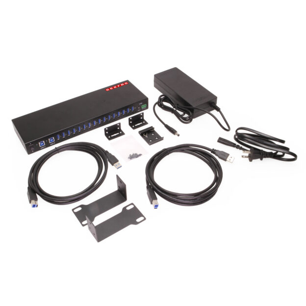 16-Port USB 3.2 Gen 1 Type-A Industrial Rack Mount Compatible Hub w ...
