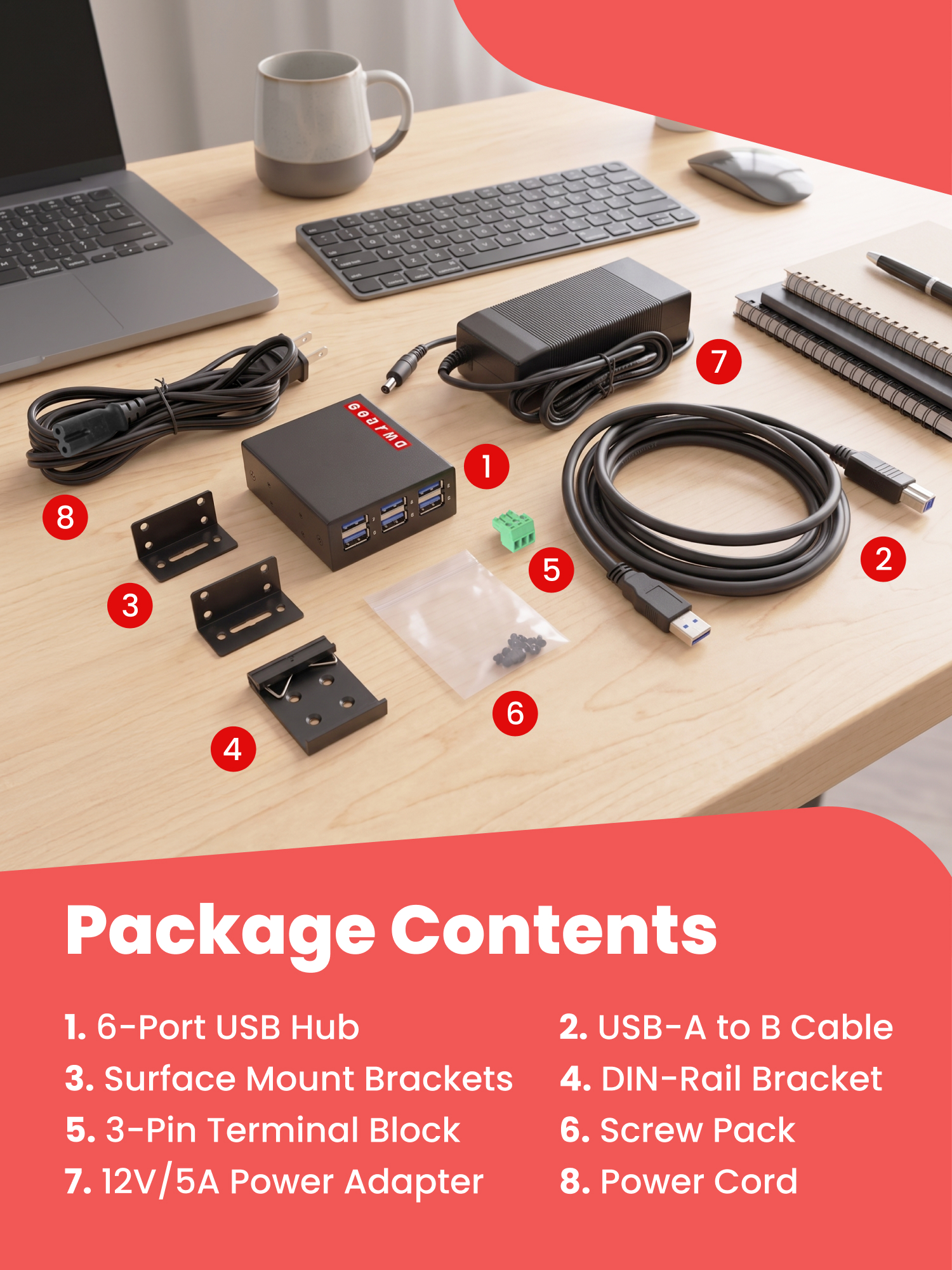 6-Port USB 3.2 Gen 1 Industrial Metal Hub w/15KV ESD Protection - Image 8