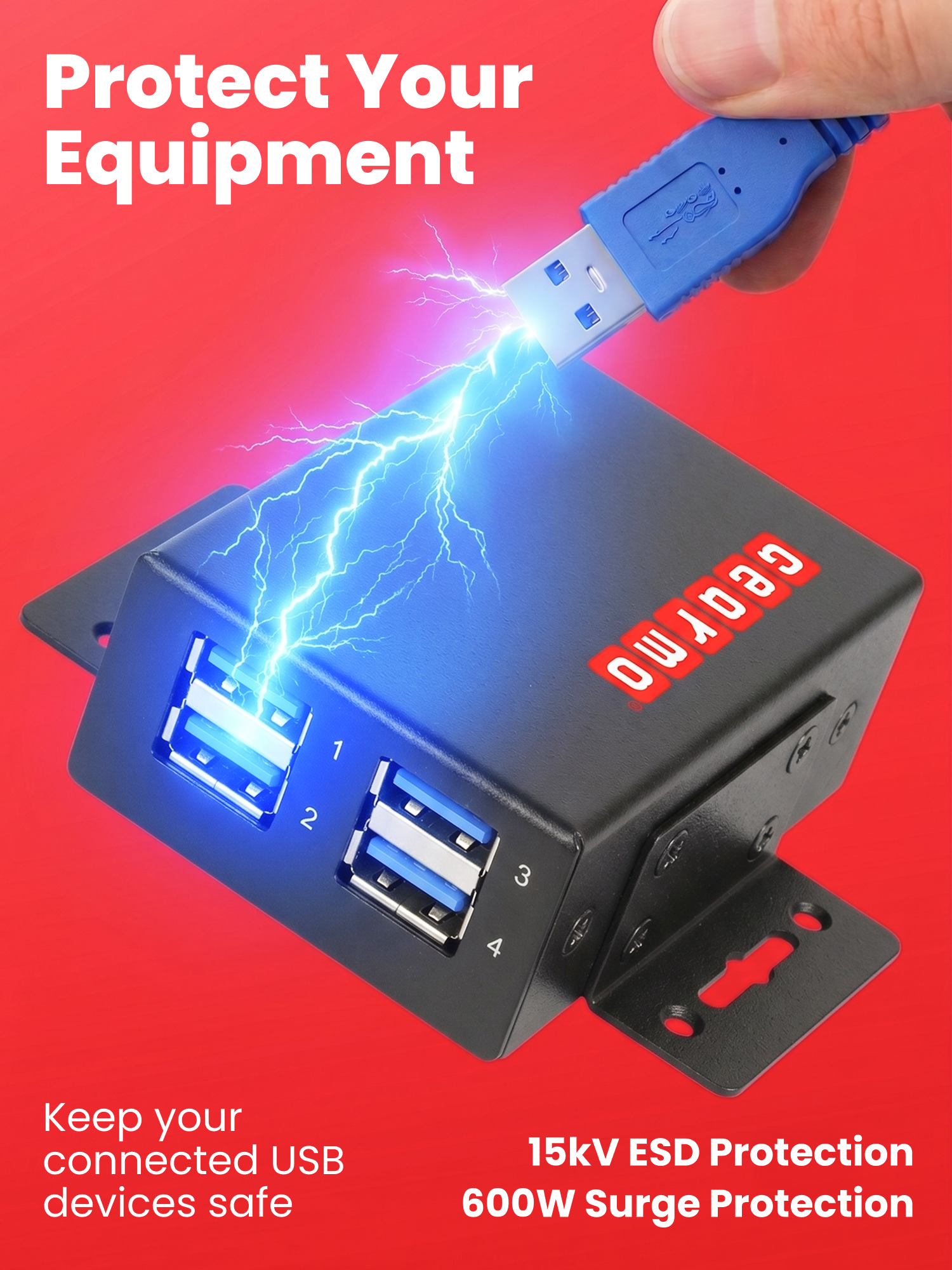 4-Port USB 3.2 Gen 1 Slim Industrial Metal Hub w/15KV ESD Protection - Image 7