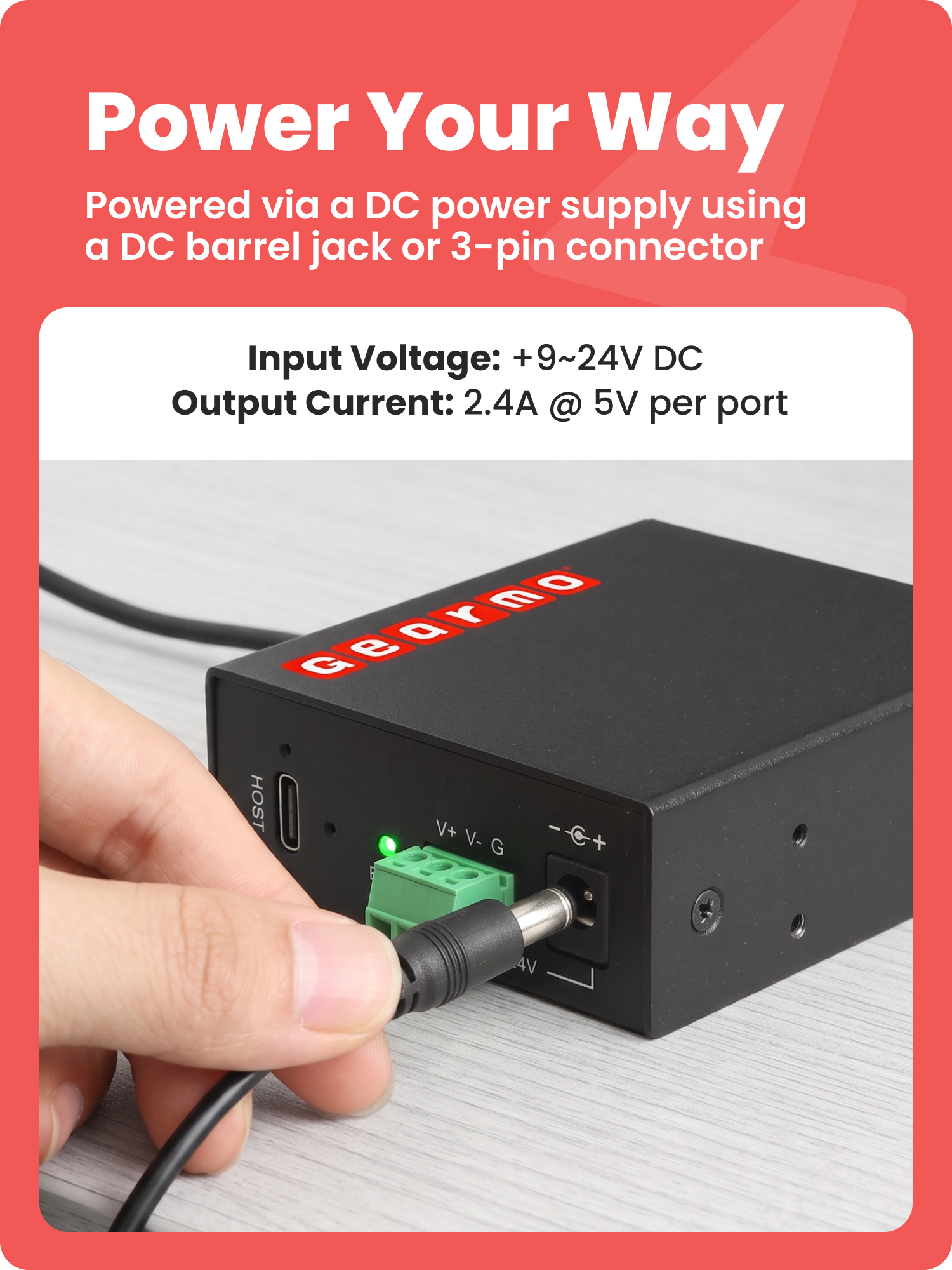 4-Port USB 3.2 Gen 2 Type-C Slim Industrial Metal Hub w/15KV ESD Protection & Power Adapter Included - Image 5