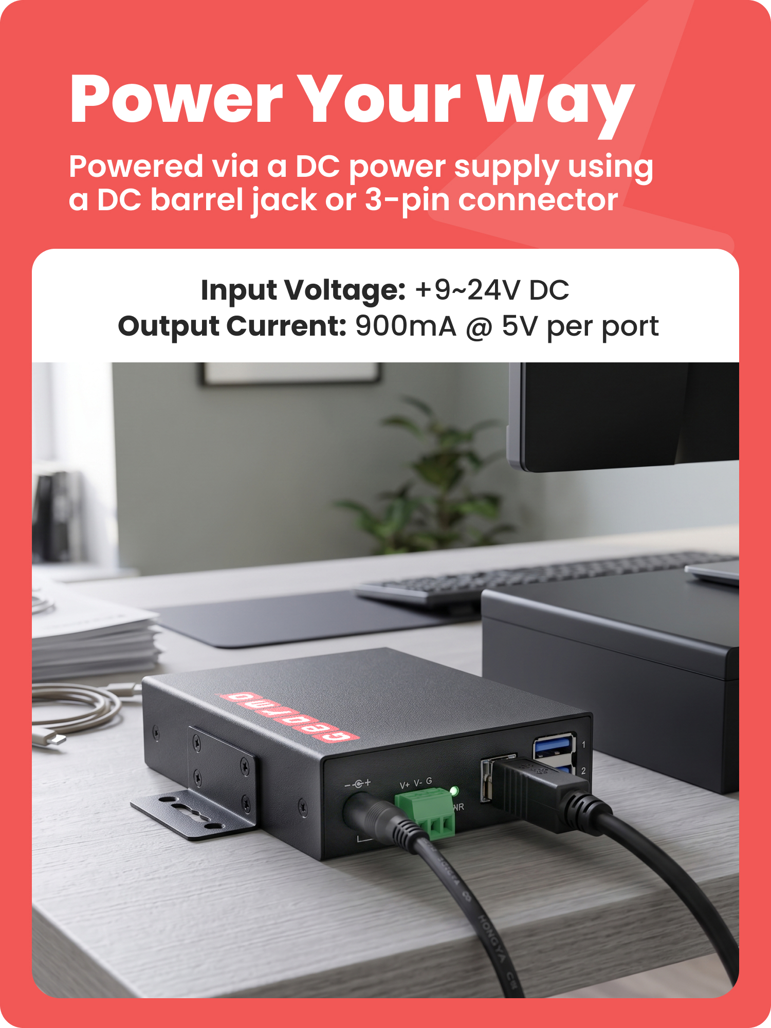 10-Port USB 3.2 Gen 1 Industrial Metal Hub w/15KV ESD Protection - Image 5