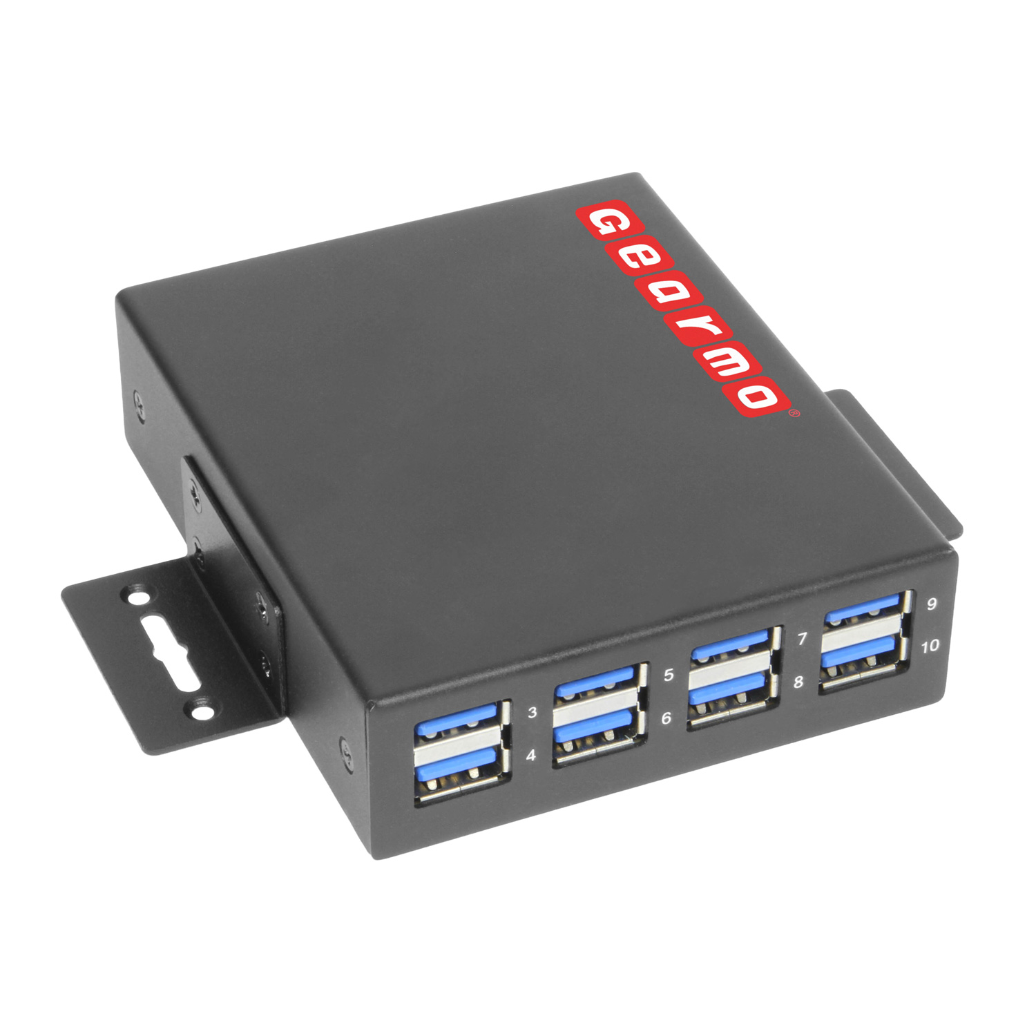 10-Port USB 3.2 Gen 1 Industrial Metal Hub w/15KV ESD Protection